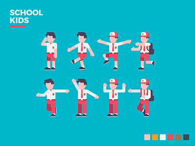 Indonesian School Kids character design flat illustration indonesia kids school simple vector