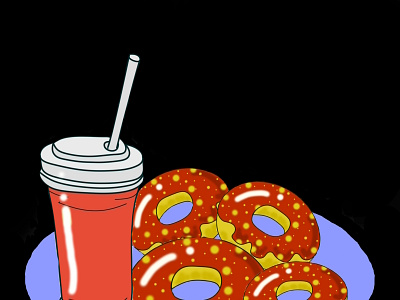 Hello Dribbblers! coffee cola donut illustration