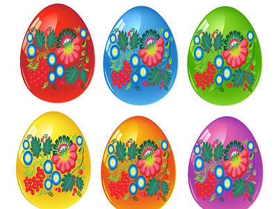 easter eggs set card design easter easter eggs eggs folk happy icon illustration logo ornament religion set vector
