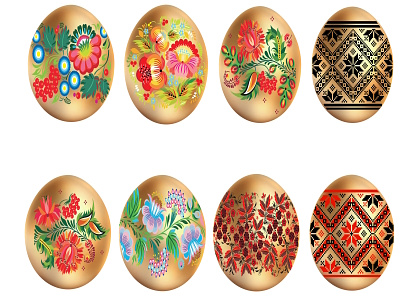 easter eggs set gold