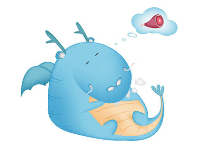 Sleepy Dragon blue character cute dragon illustration sleeping vector