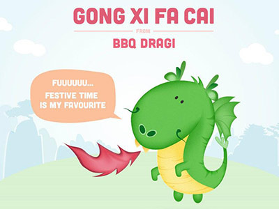 Bbq Dragon character cute dragon festive time green dragon illustration vector