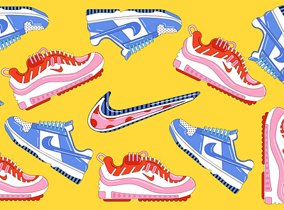 Nike 2d illustration advertising colourful design fashion female fashion illustration nike nike running nike shoes shoes trainers