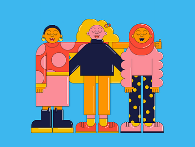 Women, Together Again 2d illustration bright character design fashion female illustrator illustration playful women empowerment women in illustration womens day