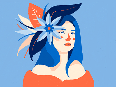 Flower hat character design flat design illustration minimal portrait