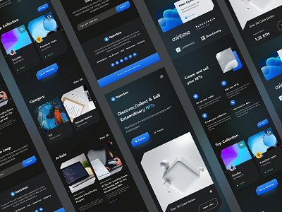 NFT Marketplace Website - OpenSea [Responsive Version] blockchain crypto cryptoart cryptocurrency dark digital nft futuristic gradient landing page marketplace mobile view nft art nft marketplace responsive token ui website