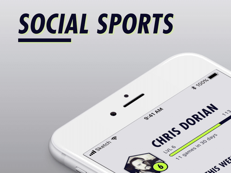 Social Sports - Micro Interactions flinto interactions product prototype sketch social sports ui ux