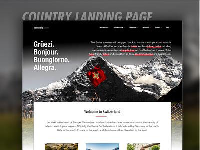 Switzerland Tourism Landing Page app branding country design header holiday switzerland tourism travel ui ux website