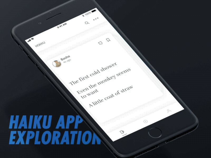 Haiku App Exploration app branding cards design haiku poem poetry ui ux
