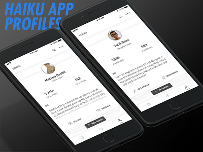 Haiku App Profile Screens app branding cards design following haiku poem poetry profile social ui ux