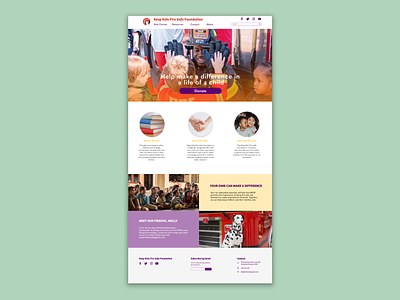 Keep Kids Fire Safe Non Profit Foundation's Landing Page fire firefighter homepage landingpage redesign ui