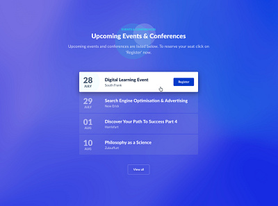 UI Elements - Upcoming Events ui design