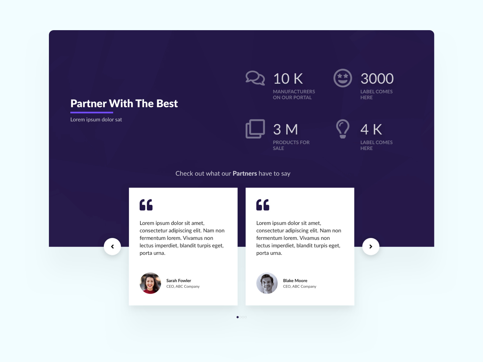 UI Elements - Stats & Testimonial section by Gagandeep Singh on Dribbble