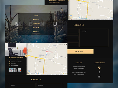 Dark Agency Template | Contact Us agency contact us dark grid location map multipage portfolio web team template