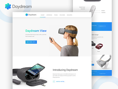 Google Daydream VR Landing Page Concept daydream daydreamvr dribbble best shot google google product google vr home page landing page product landing page ui ux website