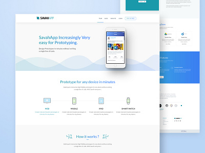 Savahapp Prototyping Landing Page app clean landing page mobile prototyping savahapp ui ux web