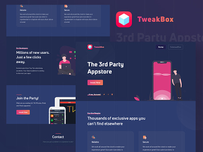 Tweakbox Landing Page Redesign agency app apps appstore best shot clean creative landing page portfolio tweakbox ui ux web