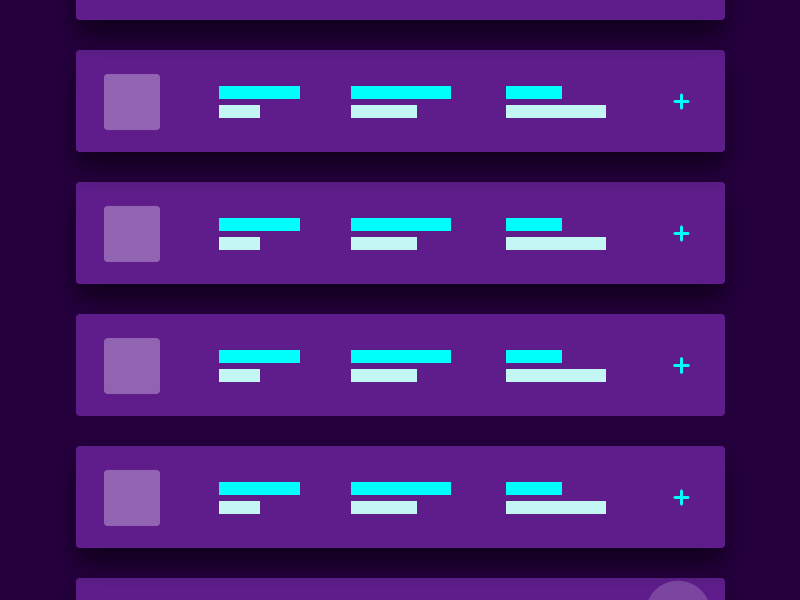 Expandable Items animation expand expandable flow gif info items list purple