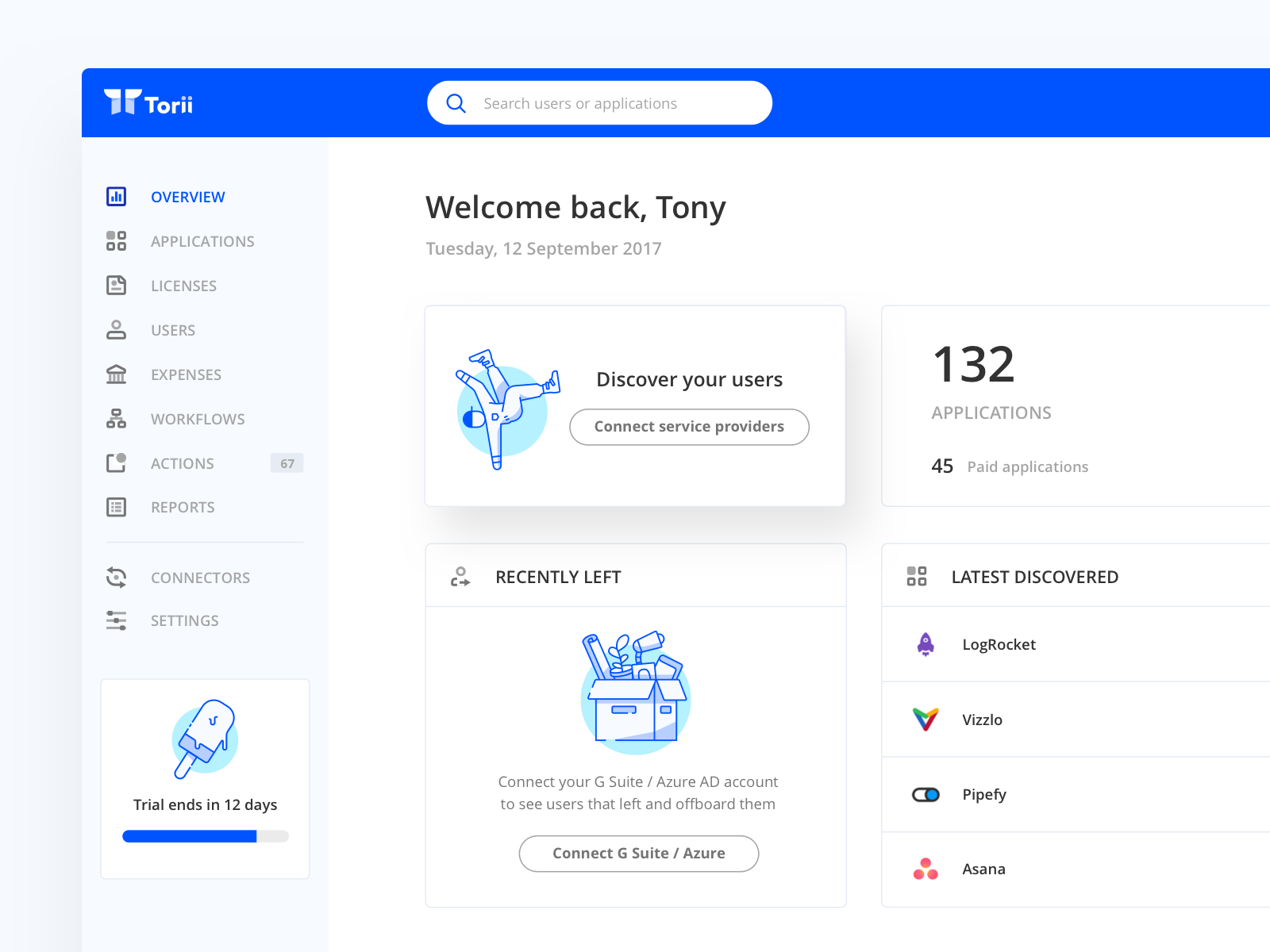 Torii - Dashboard - snippet