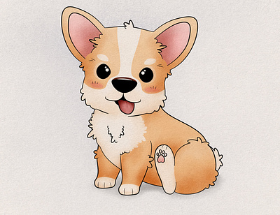 Happy corgi puppy birthday card cartoon corgi dog fun graphic design illustration puppy raster vector
