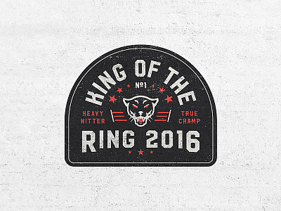 King of the ring champs distorted grunge industrial logo metal rugged sports stamp texture vintage