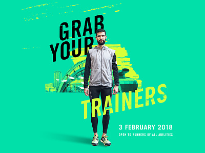 Grab Your Trainers athletics colour fitness green marathon modern neon running sheffield sports typography