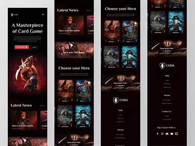 CODA - Responsive Mobile Exploration ⚔️ clean dark mode design app design website dota dota 2 game game mobile game responsive game website mobile mobile responsive red responsive responsive website ui ux web app website websites