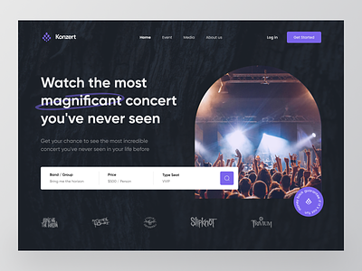 Konzert - Booking Ticket Concert Website band concert website clean concert concert website design hero hero section landing page reservation saas saas website ticket ui ui design ux web web design website website ui websites