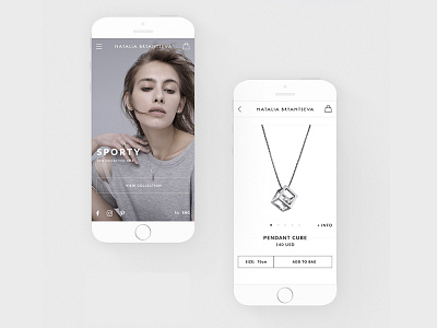 Natalia Bryantseva - Jewerly Designer. Mobile Design clear fashion flat future jewerly minimal mobile mobile design product page promo store white