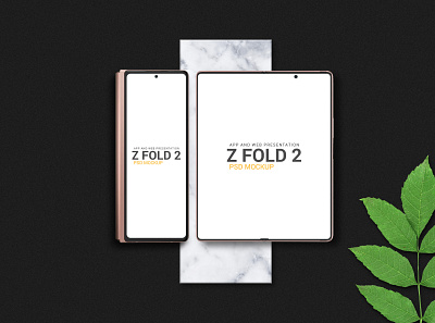 Galaxy Z Fold 2 Mockup 2 clean display fold 2 mockup galaxy galaxy fold galaxy fold 2 mockup modern phablet photo realistic premium psd screen smartphone tablet tablets z fold 2