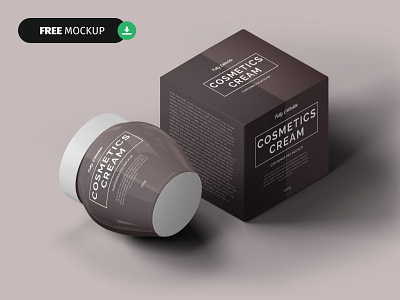 FREE Cosmetics Cream Container Mockup box branding clean container cosmetics cream design free freebie jar medicinal mockup ointment packaging photo realistic presentation psd