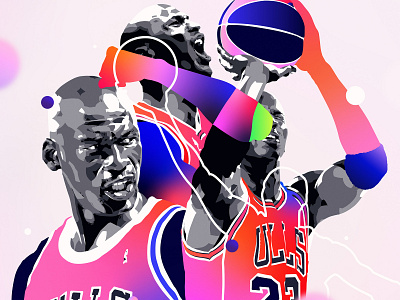 TLD adobe basketball colour digital art graphic design illustration illustrator michael jordan nba palette portrait vector