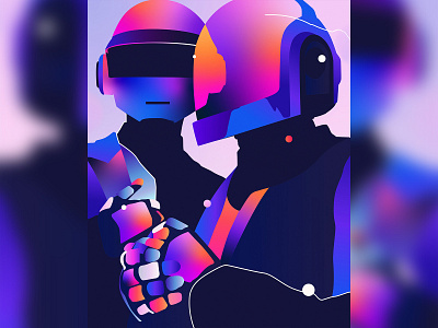 Daft Punk abstract album cover digital art graphic design illustration illustrator music portrait poster print vector