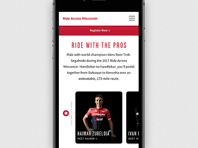 Ride Across Wisconsin Mobile Landing Page WIP
