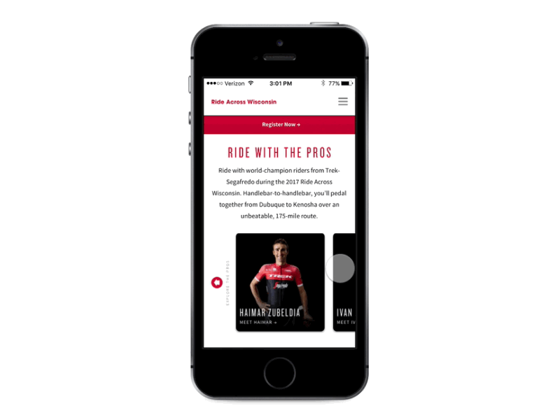 Ride Across Wisconsin Landing Page Animated