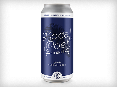 Local Poet Pilsner Crowler Design WIP art direction beer branding brewery can craft crowler label madison mockup typography