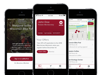 Bike Fed Digital Membership App app design ios layout mobile app product design ui ux
