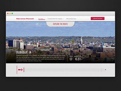 Ride Across Wisconsin - Explore The Route layout art direction interaction design interactive design slider typography ui ui design ux ux design website website concept website design wisconsin