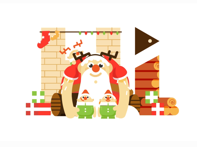 Merry Christmas 2d animation christmas elves illustration motion presents santa santa claus winter