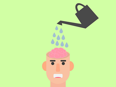 Watering the brain design flat illustration illustrator minimal vector