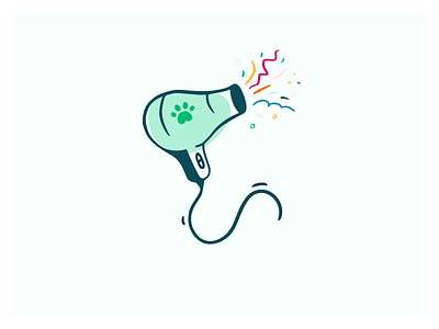 Hairdryer emoji confetti doodle drawn emoji green grooming illustration rover tada
