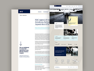 Nordic Aviation Capital air planes aviation desktop flat front page modern nac typography website