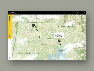 National Geographic: A Bear's-Eye View of Yellowstone 3d map nat geo national geographic simple ui ux yellow