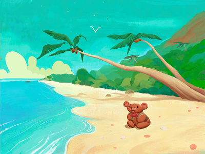 The Lost Bear - page 1 adventure beach bear book child childrens illustration kid lost picture picture book picturebook soft tropical