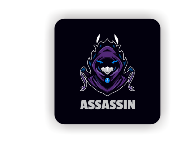 Assassin Mascot Logo Design art assassin character creative creative logo design esport esport logo flat games graphic design illustration japan japanese culture logo modern nature purple team vector