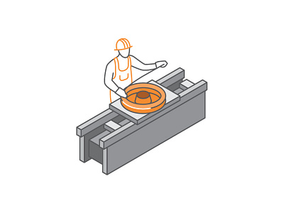 Evraz railway wheels factory illustration isometry manufacturing production line steel