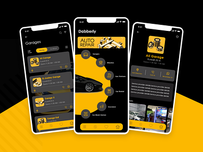 Dabberly Mobile App car design maintenance mobile app mobile ui mobile ux ui ux uxui yellow