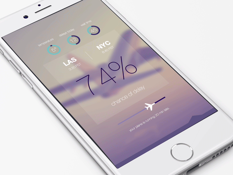 Flight Delay App airplane app design flight gif ios stats travel ui ux