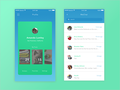 UI Design - WeChat App concept app chat design gradient ios messenger user interface ux