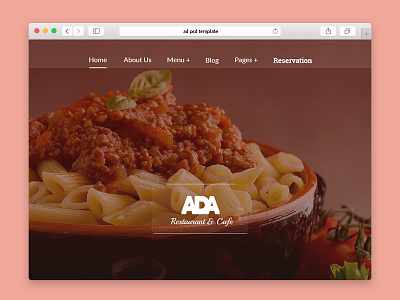 Ada Restaurant and Cafe Psd Template psd template psd theme ui ux web design